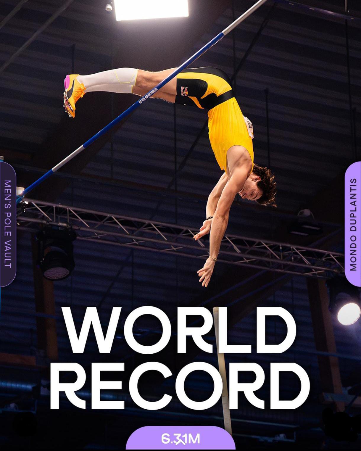 Armand Duplantis rompe de nuevo el record del mundo con un salto de 6,31 metros